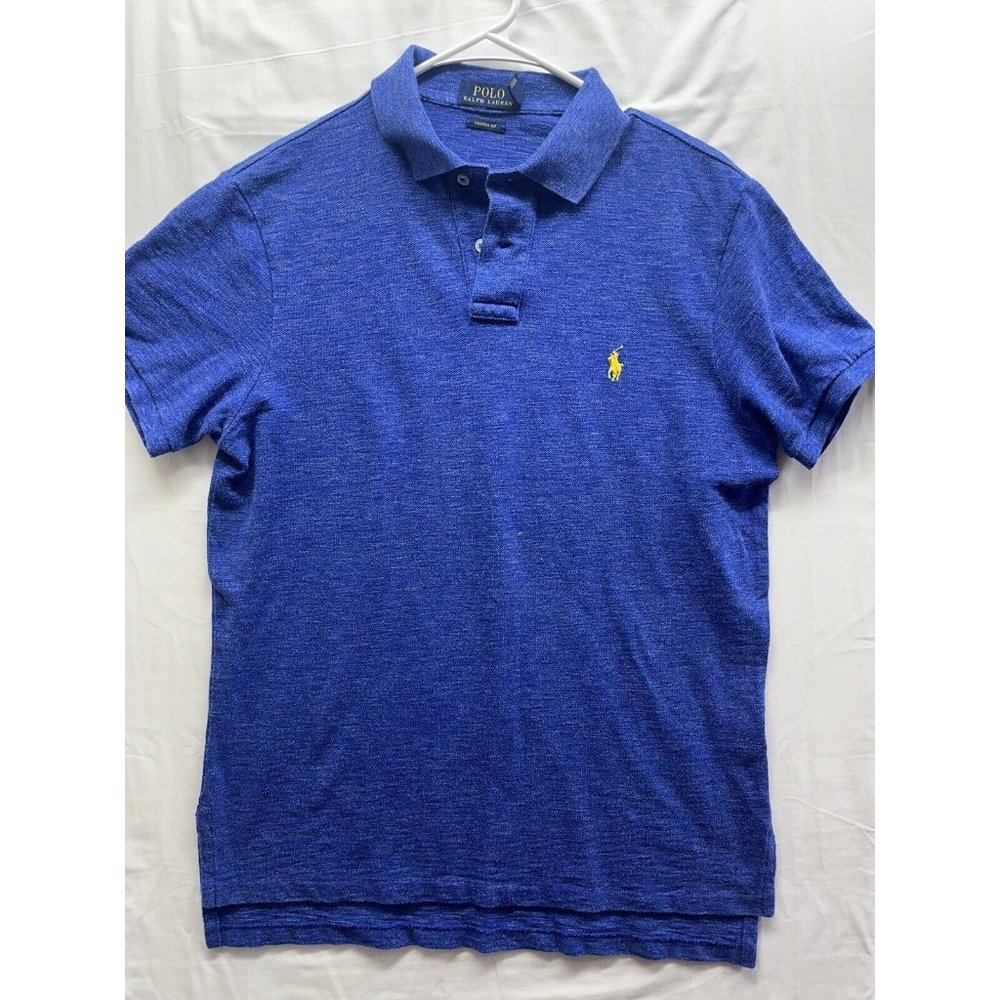 Polo Ralph Lauren Blue Polo Shirt Mens Medium‎ Size Custom Fit Short Sleeve